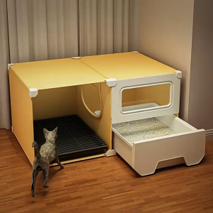 Large Corridor Style Semi-Enclosed Cat Litter Box with Splash Guard Cat Toilet Odor Isolation