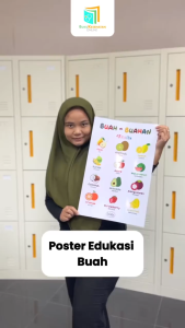 POSTER EDUKASI ANAK - BUAH BUAHAN - BILINGUAL | Laminating Glossy