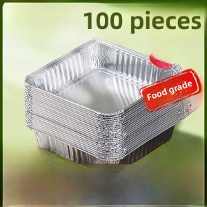 Square Aluminum Foil Baking Tray Air Fryer Special Use Disposable Foil Box Oven Cooking Utensils Home Use Baking Dish