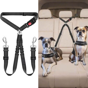Double-headed Dog Safety Harness Pet Car Headrest Restraint Device Adjustable Tension Split Connection Safety Harness for Travel