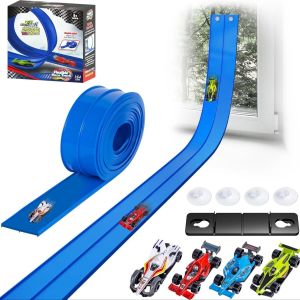 Flexible Race Track for Kids Rolls Up Portable Compatible with Hot Wheels Diecast Cars Christmas Birthday Gifts For Boys