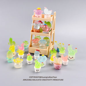 Glowing Miniature Succulent Plant Model Creative Glowing Ornaments Cute Potted Cactus Toy Blind Bag Home Living Scene Decoration