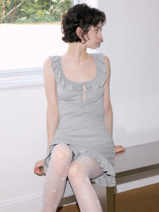 Elegant French Romantic Minimalist Style Off-Shoulder Hem Skirt Vest Dress Breathable Summer Womens Fashion Dress