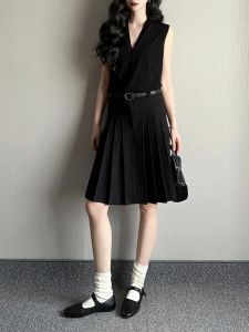 กระโปรงทรงเอเอวสูงสีพื้นสำหรับใส่ไปทำงาน กระโปรงทรงเอจีบ กระโปรงทรงเอสำหรับใส่ไปทำงานในช่วงฤดูร้อน สไตล์คลาสสิกสำหรับผู้หญิง