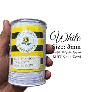 [ROLL] Braided Garter United Quality Elastic 100yards per roll 3mm 6mm 12mm | Black White