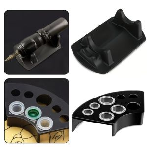 DQFART Multi-Functional Tattoo Pen Holder & Color Cup Tray Durable Plastic Fan Tray with Support Stand Tattoo Accessories