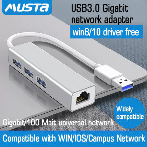 Musta 4 cổng USB HUB.USB 3.0 để Gigabit RJ45 LAN Ethernet adapterdocking trạm cho 10/100/1000 Mbps cho Windows Mac