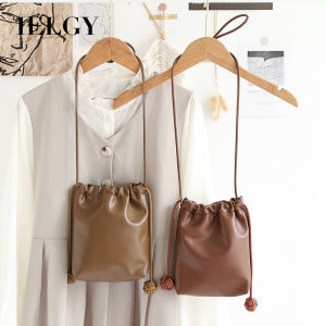 IELGY ฉบับภาษาเกาหลี Tas Bucket Tali Tarik ขนาดเล็กเข้ากับทุกชุดสไตล์ย้อนยุคกระเป๋าโทรศัพท์หนังนิ่มชอปปิ้งมือถือสะพายไหล่น่ารัก