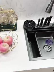 Kitchen Sink Nano Sink Basin Undermount Kitchen Bar Sink Vegetable Washing Basin Rice Household Flying Rain Waterfall Vegetable Washing Sink 厨房水槽