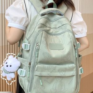 Large Capacity Student Backpack Womens Ins Style Japanese Simple Match Travel Backpack British Style Soft Waterproof with Back Cushion