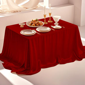 Anfeng | Elegant White Red Satin Tablecloth