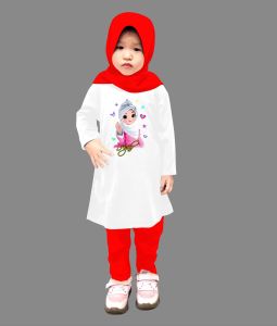 Setelan Anak Tunik Lengan Panjang perempuan free Hijab