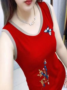 Two-Piece Set 100% Pure Cotton New Arrival Happy Vest Camisole Womens Base Shirt High-End Silm Wide Shoulder Sleeveless Tops
