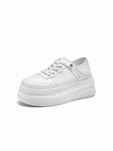Belle | Simplicity Match No Tie White Sneakers Thick Sole Two Way Wearing