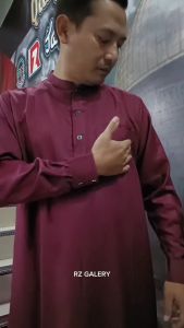 Jubah Pria Dewasa Lengan Panjang / Gamis Jubah Bahan Katun Premium Warna Marun