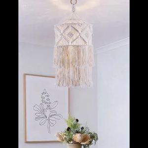 Hiện Đại Retro Đan Tay Macrame Tua Rua Chụp Đèn Vintage Boho Trần Mặt Dây Đèn Bao Art Deco Trang Trí Nhà