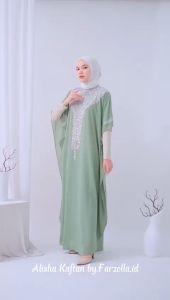 Alisha Kaftan Ceruti Babydoll Mewah Aplikasi Mote Jahit FIt to XXXL LD 140 cm PB 138 cm BELUM TERMASUK INNER