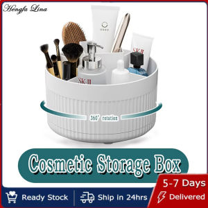Hengfa Lina 360 Rotating Makeup Desktop Cosmetic Storage Box Organizer Large Capacity For Bathroom Portable Lipstick Makeup Brush Pen Holder