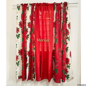 3 IN1 Set Curtain christmas Holliday Curtain 6ft Hieght