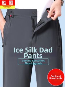SHENGBA | Summer Quick Drying Silky Loose High Waist Long Pants