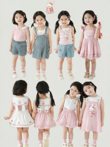 YOEHYAUL | Girls Star and Bunny Pink Summer Dress Set