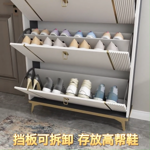 50/80/100Cm Shoe Storage Cabinet Wood Flip Light Luxury Shoe Rack Organizer Big Capacity Space Saving For Entryway Fits All Shoes For Home Family Living Room