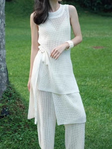 DANTING | Stylish Non-Crash Korean Style Knit Vest and Wide Leg Pants Set