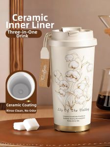 GIANXI | Ceramic Lined Insulated Cup For Female Aesthetic Outdoors Portable Straw Cup
