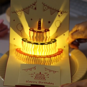 3D Birthday CardsWarming LED Light Birthday Cake Music Happy Birthday Card Postcards Pop Up Greeting Cards Happy Birthday Cards