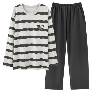 Bộ đồ ngủ MiiOW Cat Man vải cotton kẻ sọc thoáng khí cỡ lớn