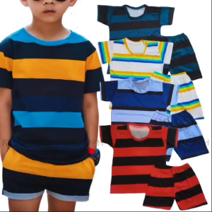 STRIPE TSHIRT SHORTS TERNO FOR KIDS BOYS Random Stripe Terno For Kids Fits Toddler To Teens