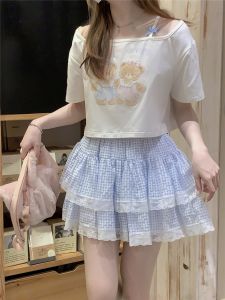 Mystery Rabbit Girl Original Japanese Style Soft Sister Ballet Half-length Elastic Cake Lace Versatile Safety Pant Built-in Short Skirt
