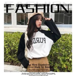 LHSunday ใหม่ รุ่นแนะนำ เสื้อแขนยาวสไตล์เกาหลี รุ่นแนะนำเสื้อผู้หญิงแขนยาว พร้อมส่งมาก ที่สุดท้าย ดีใส สกีนอักษรสุดจึ้ง แขนเสื้อสลับสี ใส่ได้ทุกโอกาส