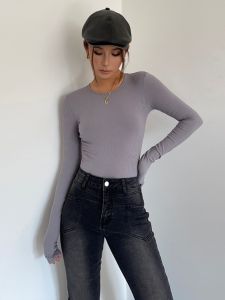 เสื้อเชิ้ตคอปกกลมแขนยาวทรงสลิมฟิตสำหรับผู้หญิง ทรงเข้ารูป ทรงเข้ารูป เสื้อชั้นในหนา ผ้าฝ้ายผสมโพลีเอสเตอร์