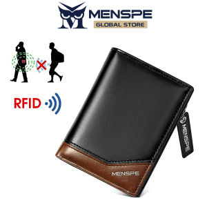 MENSPE Men Wallet Credit Card Case Safety Card Holder Anti-Theft PU Leather Wallet Card Holder Coin Wallet Document Organizer Card Case with Zipper for Men & Women