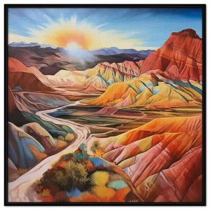 Tranh phong cảnh đồi núi cầu vồng. Tranh treo tường dán tường Canvas. CGI-209