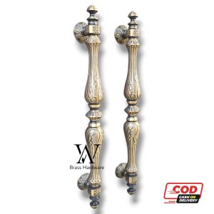 Handle Pintu Rumah Kuningan Antik Motif Vas Ukir 70 cm 2 pcs