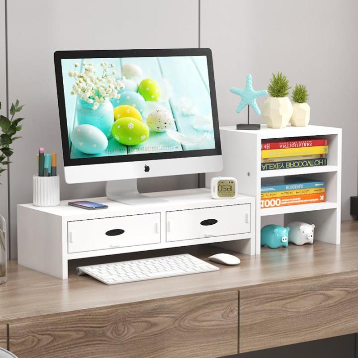Desktop Computer Riser with Drawer Office Desk Organizer Display ...