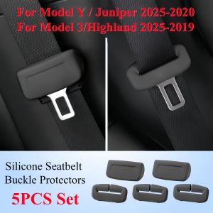 For Model Y/Juniper 2019-2025 Model 3/Highland Silicone Seatbelt Buckle Protectors - Scratch Protection and Noise Reduction