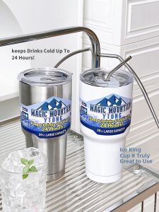 Large Capacity Insulated Stainless Steel Water Bottle with Straw Ice Cubes Cooling Cup for Car Men And Women Thermal Cup