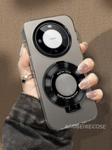 Creative Portable Anti-Fall Huawei Mate60 pro Phone Case New Advanced Model 30/40 Car Mount Magnetic Stand Male Female Style Trendy Silver Hard Shell