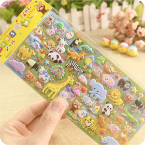 Japanese Educational Stickers Childrens 3D Bubble Sticker Dogs and Cats Marine Life Baby Enlightenment Decorative Sticky Small Stickers