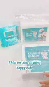 Khăn khô đa năng cao cấp Happy Kids túi 900G không mùi không chất huỳnh quang an toàn cho em bé