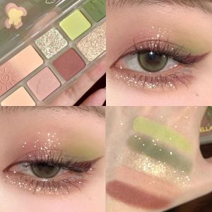 Autumn Winter Orange Brown Matte Shiny Eyeshadow Palette Womens Pure Desire Flash Pearl Orange Yellow Color Cosmetic Tools