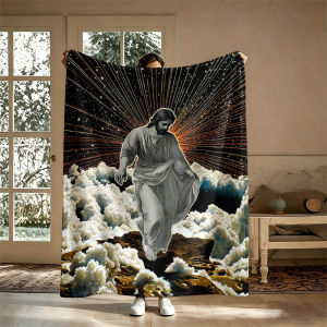 BILIBILI | Jesus Walking Clouds Radiant Flannel Blanket Perfect for Sofa Office Bed Travel Sleep Read Relax Camping Four Season Use