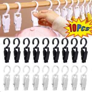 10pcs Swivel Hanger Clips Super Strong Plastic Clothes Pegs Hooks Multifunction Laundry Hooks Clothes Pins for Hats Pants Towels Socks Pants