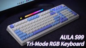 Aula S99 RGB Membrane Keyboard 3Mode Wireless Bluetooth Wired Keyboard Abs Keycaps Multi-Color