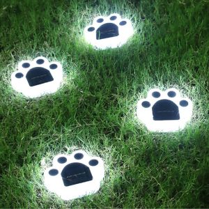 Outdoor Solar Powered Garden Lawn Lights Solar Cute Cat Paw Ground Lamps LED Scene Light Landscape Light