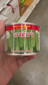 แตงกวา นาคี 77  หมดอายุ 02/2570  ขนาด 50 กรัม แตงกวา ผลสีเขียวเข้ม ขึ้นค้างเก่ง ผลดกสวย  เนื้อหนา หวานกรอบ ผลยาว 13 ซม. อายุ 29 วันหลังหยอด