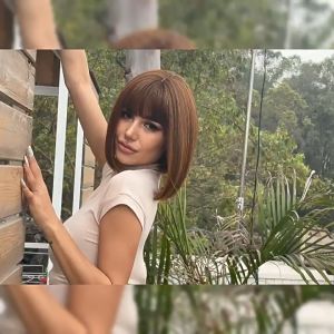 Brown Blonde Ombre Synthetic Wigs Short Straight Bob Wigs for Women Middle Part Lolita Cosplay Natural Hair Heat Resistant Fiber